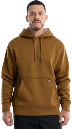 Wrangler Workwear Men's Relaxed Pullover Hoodie with Faux Shearling Lining S-3XL