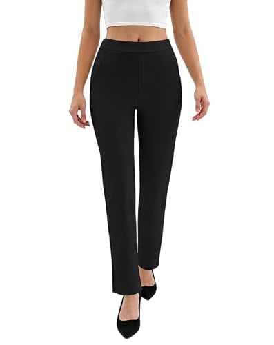 Keriffe Women's High-Rise Straight Leg Pull-On Yoga Dress Pants Deal