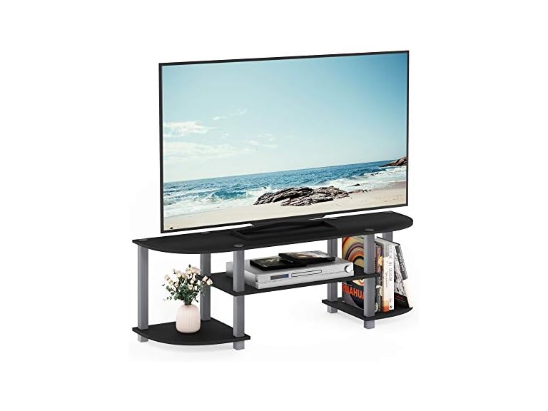 Furinno Turn-S-Tube Wide TV Entertainment Center (Black/Grey)