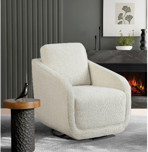 Studio Living Lychford Boho Swivel Accent Chair Cream Chenille Fabric Deal