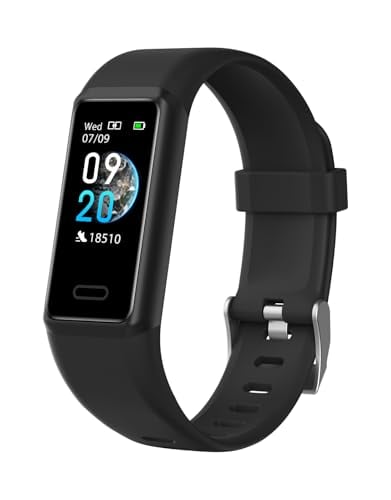 Cloudpoem Fitness Tracker Pedometer Watch w/ Heart Rate Monitor & Sleep Tracking (Black)