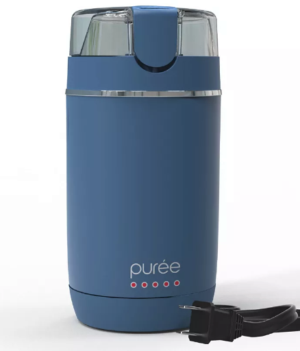 Tzumi Puree Electric Coffee Beans, Herb or Spice Grinder (Blue)