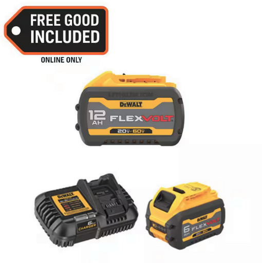 DeWalt FLEXVOLT 20V/60V MAX Lithium-Ion 12.0Ah Battery Pack, 6.0Ah Battery Pack and 6 Amp Output Charger Deal
