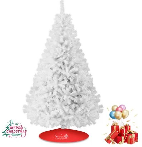 7FT White Christmas Tree with Metal Base