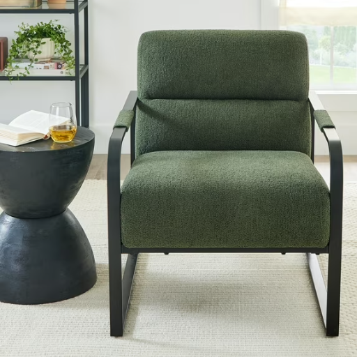 Better Homes & Gardens Wyatt Accent Chair, Olive Green Bouclé Deal
