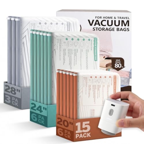 Vacuum Bags for Travel with Rechargeable Air Pump 15-Pack Deal