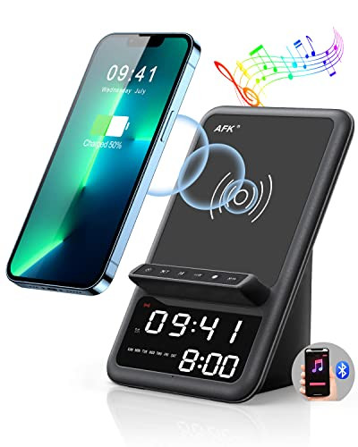 Wireless Charging Station with Bluetooth Speaker and Alarm Clock