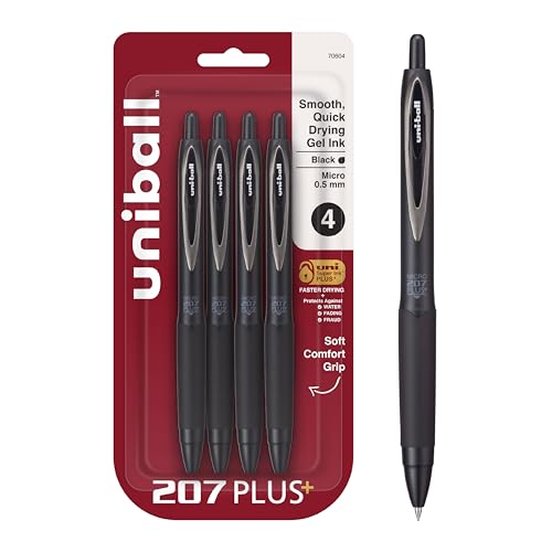 Uni-Ball 207+ Retractable Gel Pens 4-Pack (Black, 0.5mm) Deal