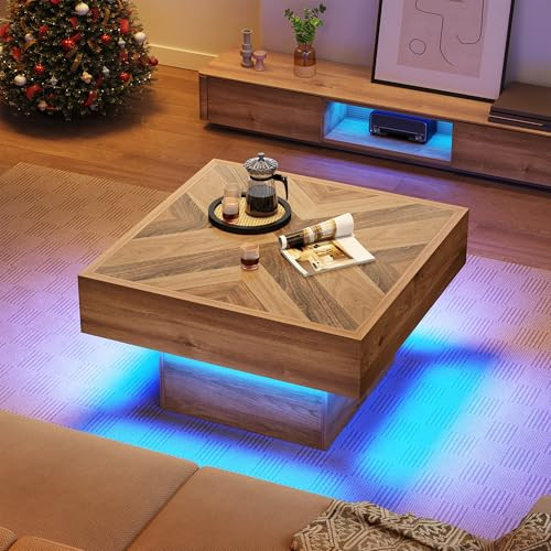 YITAHOME LED Game Coffee Table with 2 Drawers Storage