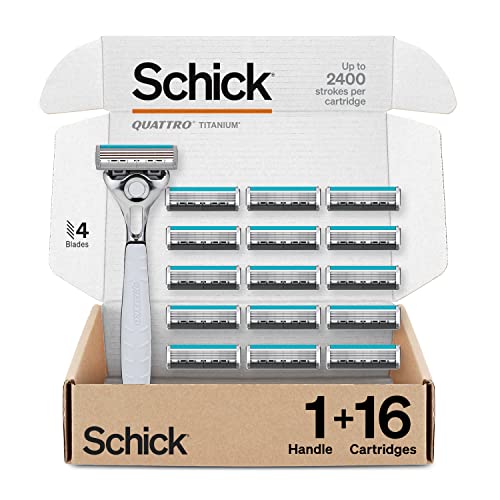 Schick Quattro Titanium 4-Blade Men's Razor with 16 Refills