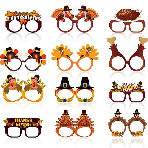 Thanksgiving Outfit Women 12 PCS Paper Eyeglasses