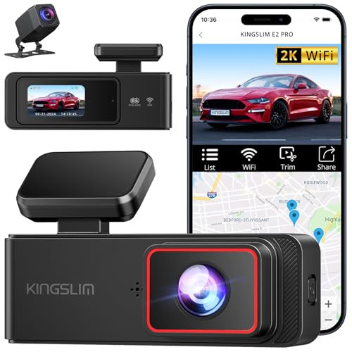 Kingslim E2PRO 2K+1080p Front and Rear Dash Cam