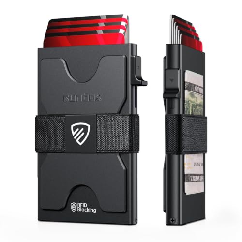 RUNBOX RFID Aluminum Slim Wallet for Men, Pop-Up Card Holder for 12 Cards
