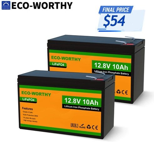 ECO-WORTHY 128Wh 12V 10Ah LiFePO4 Lithium Battery Deal