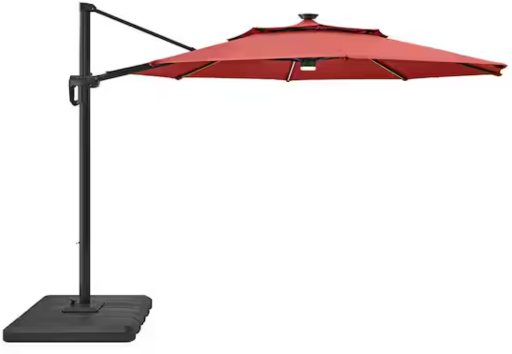 Hampton Bay 11 ft. Aluminum Cantilever Solar LED Offset Patio Umbrella in Midnight Blue Deal