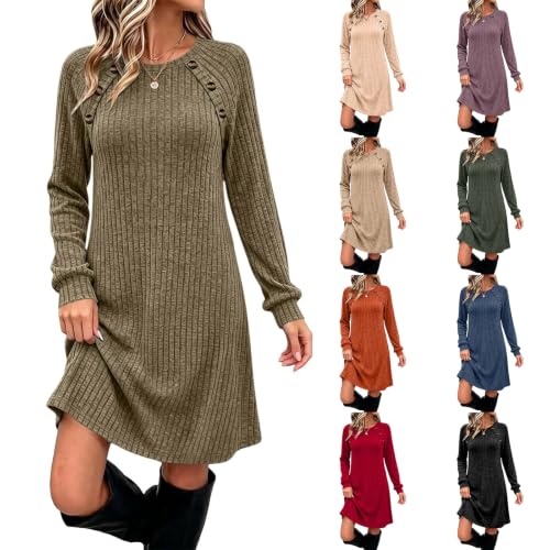 Long Sleeve Knit Sweater Dresses with Pockets