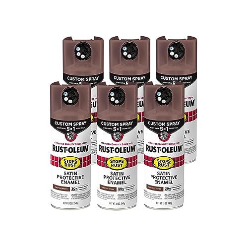 Rust-Oleum Stops Rust Custom Spray 5-in-1 Satin Spray Paint (Chestnut Brown) 6-Pack 12-Ounce Deal