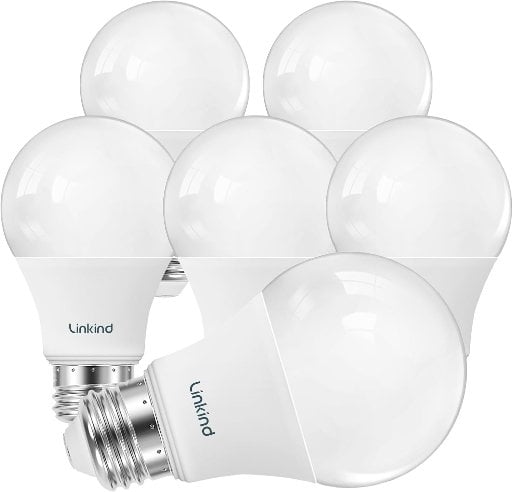 Linkind A19 Dimmable LED Light Bulbs 6-Count (60W Equivalent, 3000K Warm White, 800 Lumens)