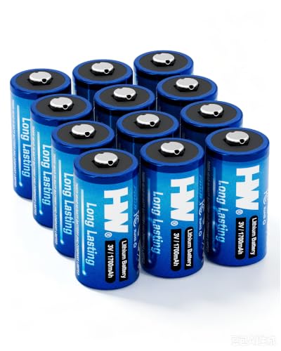 HW CR123A 3V 1700mAh High Capacity Lithium Batteries 12-Pack