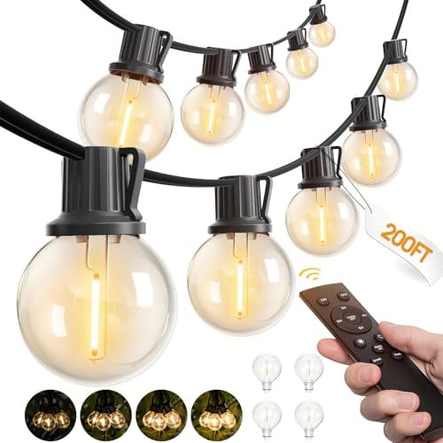 Addlon Dimmable Outdoor Globe LED String Lights 200'