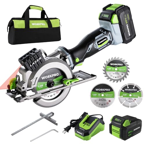 Workpro 20V 4500RPM Cordless Mini Circular Saw with 4.0Ah Battery Deal
