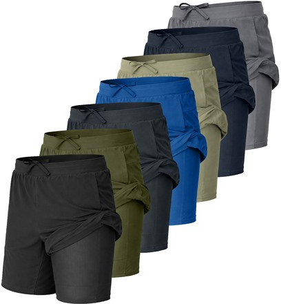 3-Pack Men’s 2-in-1 Stretch Active Quick Dry Gym Running Shorts W/ Compression Liner