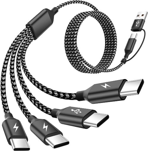 USB C Splitter Multi Charging Cable 4 in 2 USB A/C Deal