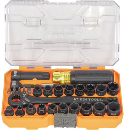 Klein Tools KNECT Essential Pass Through Impact Socket Set, 28-Piece