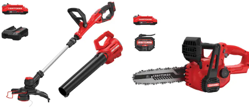 CRAFTSMAN V20 Cordless Yard Tool Bundle with String Trimmer, Leaf Blower & 10-in Chainsaw