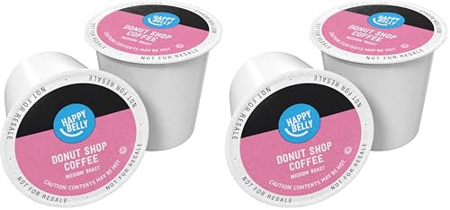 Happy Belly Medium Roast Coffee Pods, Donut Style, 100 Count (Pack of 2)