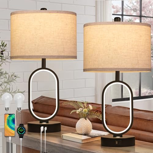NITOWOLF 23 Inch Bedside Lamps Set of 2