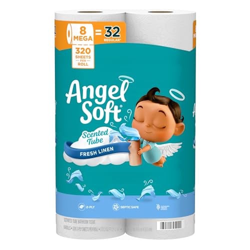 Angel Soft Toilet Paper with Fresh Linen Scented Tube 8 Mega Rolls Deal