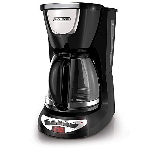 BLACK+DECKER DCM100B 12-Cup Programmable Coffeemaker with Glass Carafe