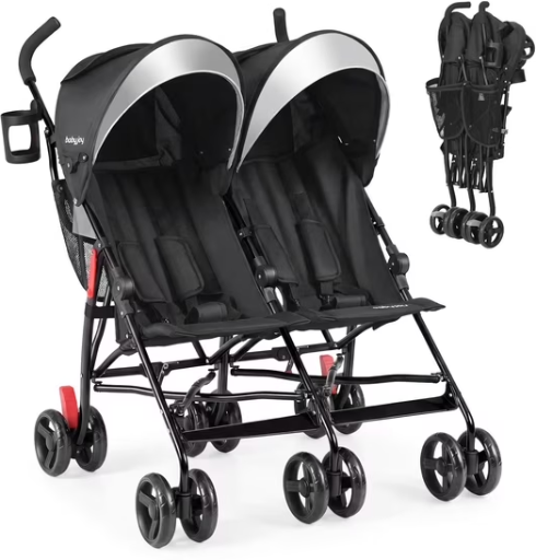 Costway Foldable Twin Baby Double Stroller in Black Deal