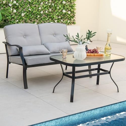 Tangkula 2-Piece Patio Furniture Set w/ Seat Back Cushions & Waist Pillows Deal