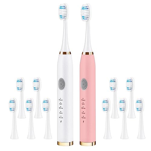 2-Pack Sonic Electric Toothbrushes w/ 10 Brush heads 