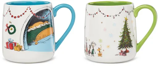 Lenox Dr. Seuss Grinch WhoVille Fireplace Porcelain Mugs, 2-Pack, 14-Oz