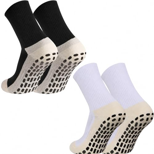 GEDOH Men's or Women's Grip Socks w/ Non-Slip Pads (Black/White, Size 6-11) 2-Pair