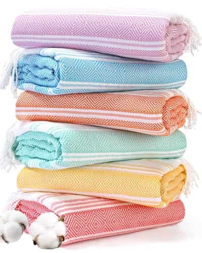 Genovega Oversized Turkish Beach Towels 6-Pack Deal