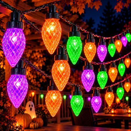 KAQ 2-Pack 100 LED 86FT Linkable C9 Halloween Lights Outdoor Indoor