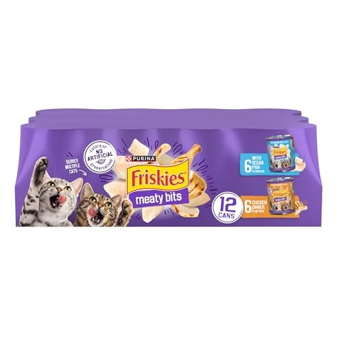 Purina Friskies Meaty Bits with Ocean Fish and Chicken Dinner in Gravy Multi Cat Wet Cat Food Variety Pack - 13.5 Ounces (Pack of 12) Deal