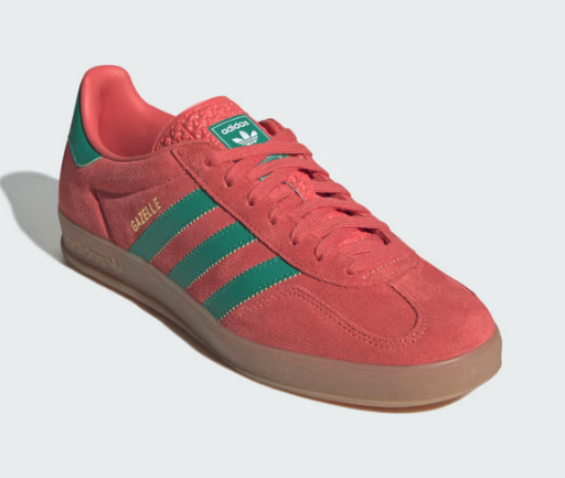 adidas Men's Gazelle Indoor Shoes (Preloved Scarlet/Court Green/Cloud White)
