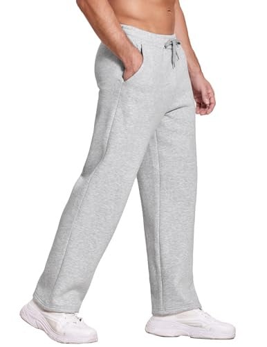 Deyeek Men's Fleece Lined Open Bottom Straight Leg Sweatpants Deal