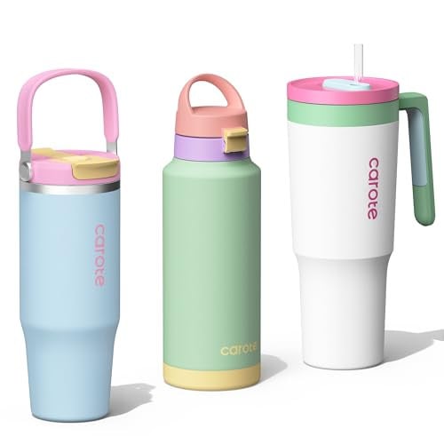 CAROTE Insulated Stainless Steel Water Bottles 3-Pack