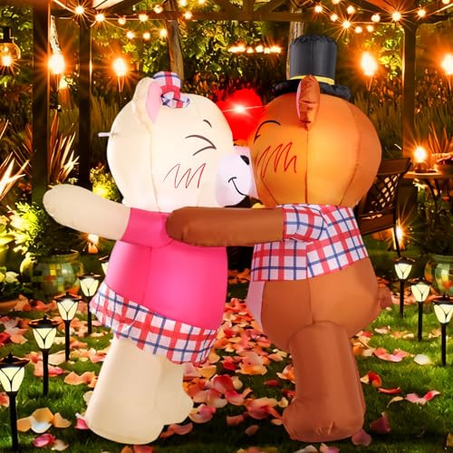 GIFTFIND Inflatable Valentines Day Outdoor Decorations 4.6FT Couple Bear