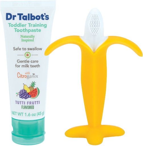 Dr. Talbot's 1.6-Ounce Toddler Training Toothpaste & Nuby Nananubs Banana Massaging Toothbrush