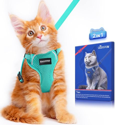 Halypet Cat Harness & Leash Set (Green, XS 4-6lb)