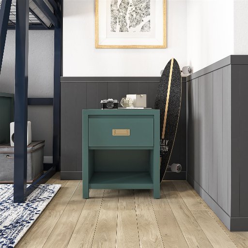 Max & Finn Haven Kids' 1 Drawer Nightstand (Hunter Green)