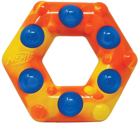 Nerf Dog LED Light Up & Squeak Hex Ring Chew Toy 6 inch Deal