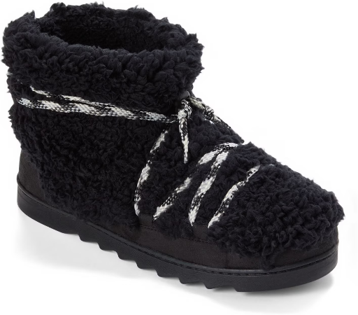 Dearfoams Cozy Comfort Women's Lace Up Teddy Bootie Slippers